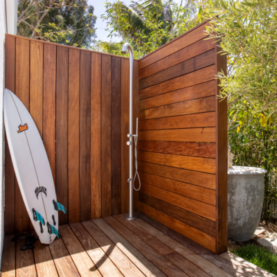 Ipe wood Los Angeles lumber yard display – sustainable tropical hardwood boards
