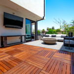 Ipe deck tiles installation process – step-by-step guide showing how to install wood deck tiles on a balcony.