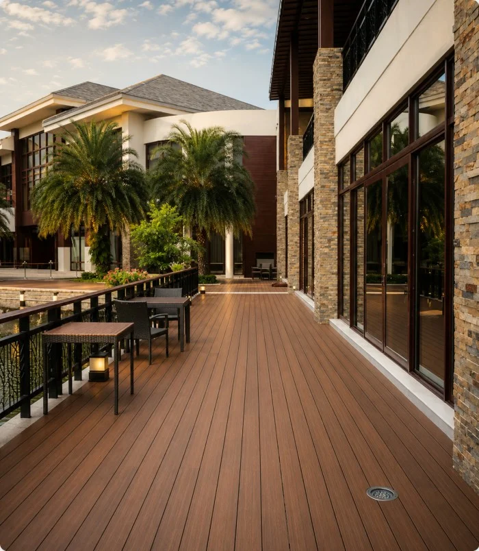 NewTechWood composite decking on a commercial outdoor terrace