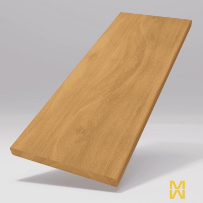 Smooth ayous wood board with four surfaced sides and eased edges in a wide rectangular profile on a light gray background.